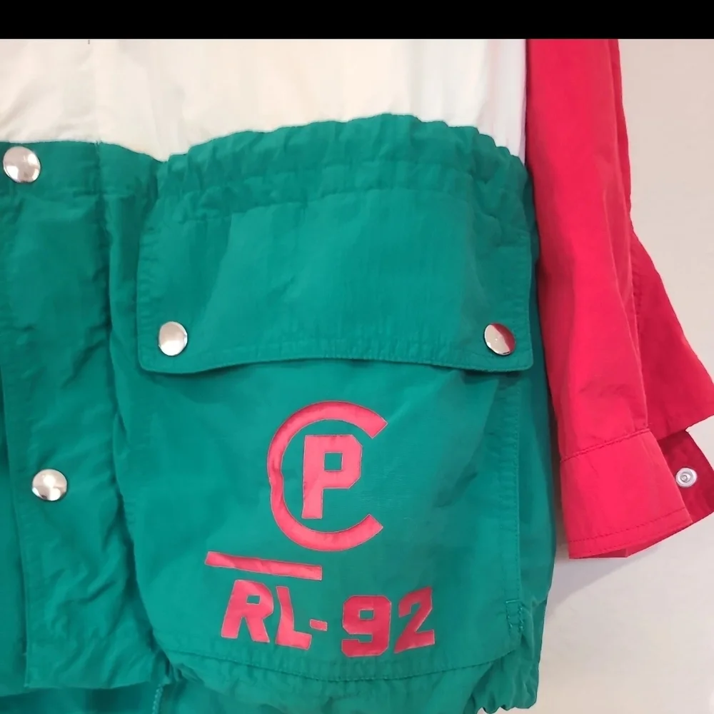 Vintage‎ Ralph Lauren Red, White, and Green Men's Windbreaker P Rl-92